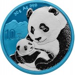 China CHINESE PANDA SPACE BLUE series SPACE EDITION ¥10 Yuan Silver coin 2019 Galvanic plated 30 grams
